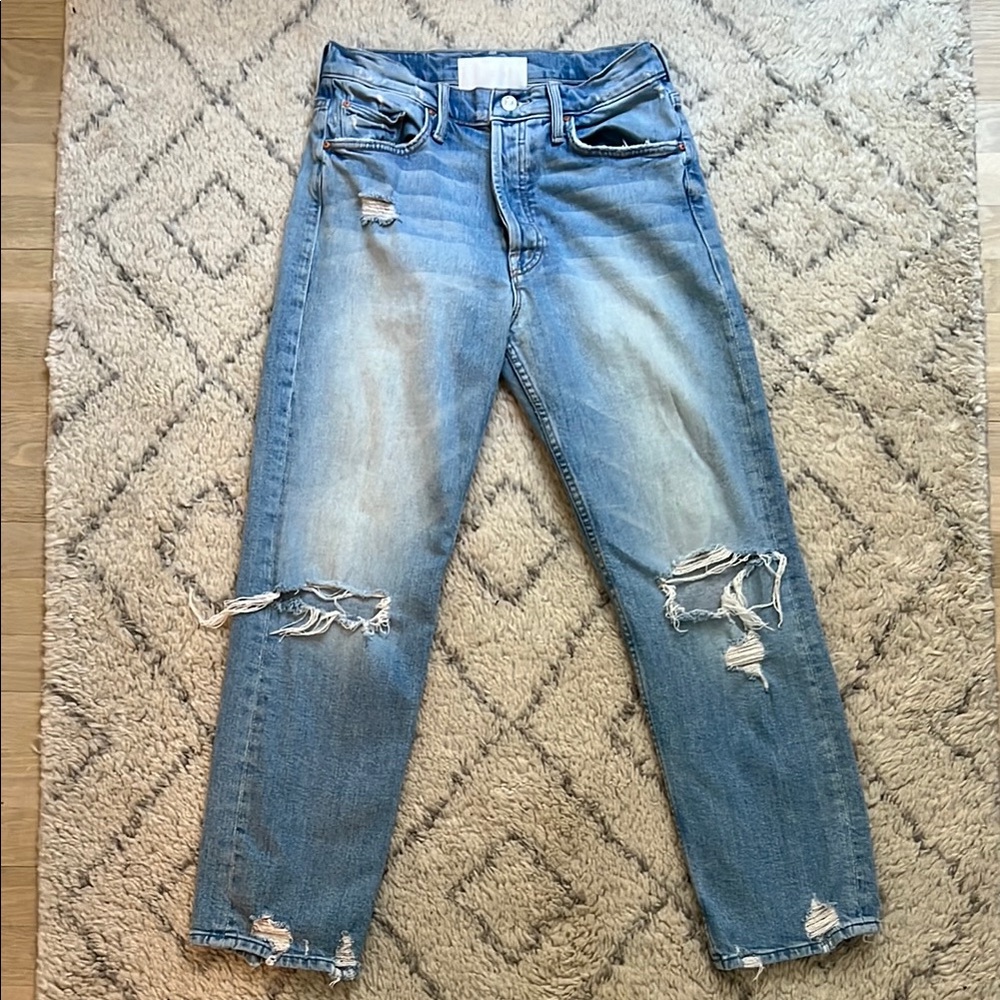 Distressed Blue Jeans